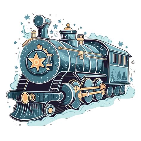 Expreso Polar Vector PNG Pegatina Clipart Estilo Vintage Tren Está