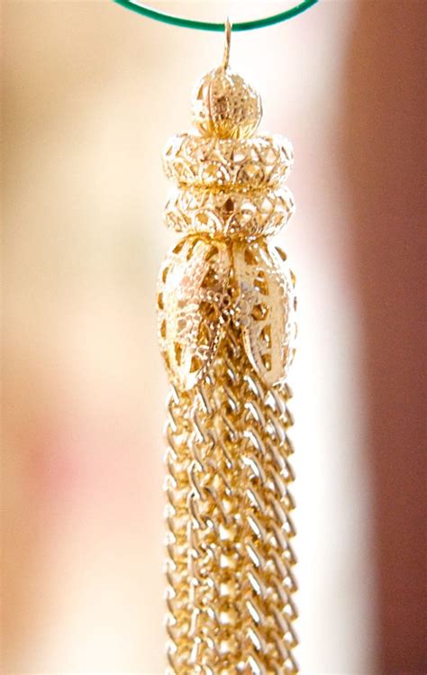 Vintage Long Filigree Bead Gold Tone Chain Tassel Pendant Pnd159a Etsy