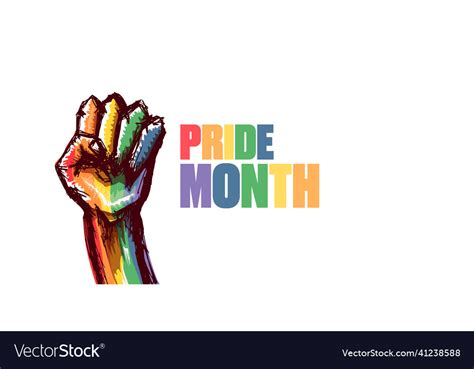 Happy Pride Month Horizontal Banner With Rised Vector Image