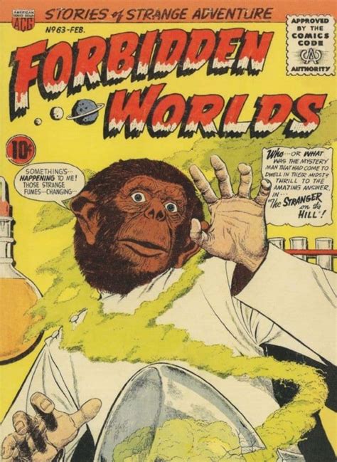 Forbidden Worlds Sci Fi S Comic Evolution Man To Ape Postcard