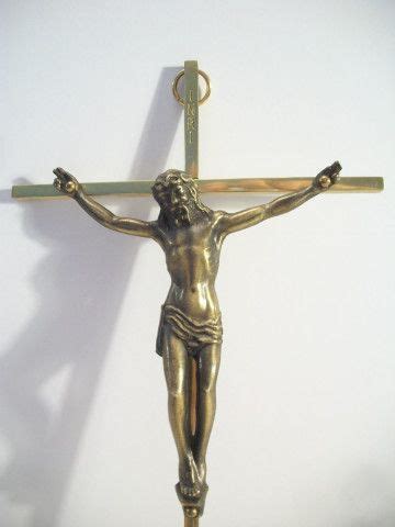 Vintage Metal Cross Crucifix Wall Hanging Brass And Copper Jesus