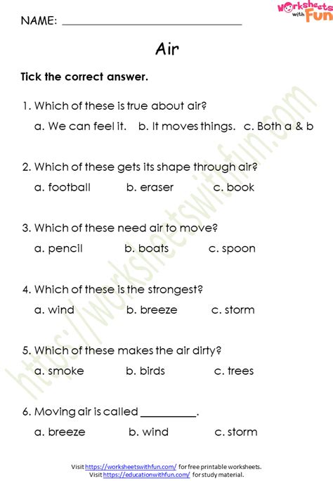 Topic Air Worksheets Environmental Science Class Wwf