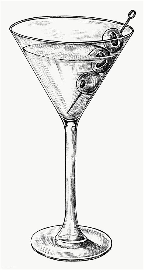 Hand Drawn Glass Of Martini Cocktail Transparent Png Free Image By