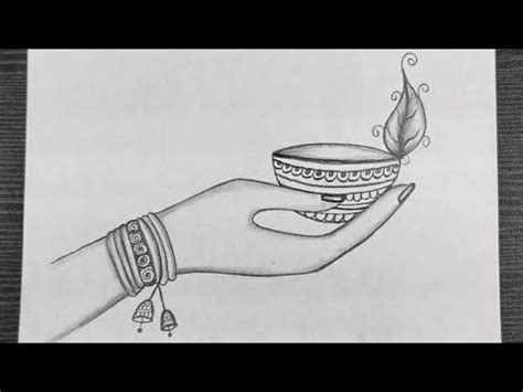 Green Diwali Drawing || Pollution Free Diwali Drawing || Beautiful Diya ...