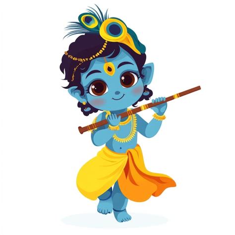 Krishna playing flute Cartoon character Hindu god Lord Krishna ...