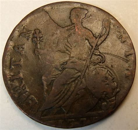 United Kingdom 1772 OR 1773 KING GEORGE III HALF PENNY Very Nice Coin