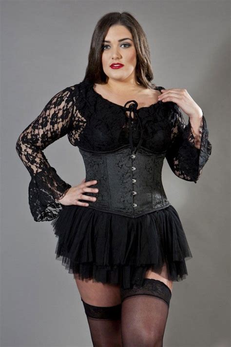 Candy Plus Size Underbust Waist Training Corset In Black Brocade Plus