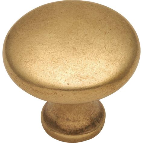 Hickory Hardware Conquest 1 1 8 In Lustre Brass Cabinet Knob P14255 Lb The Home Depot