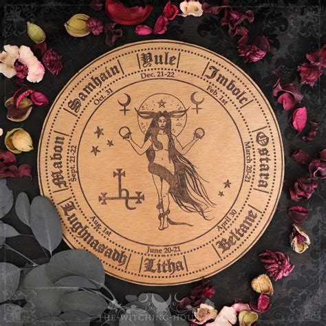 Lilith Wheel Of The Year Wooden Altar Ornament Goddess Ishtar Pagan