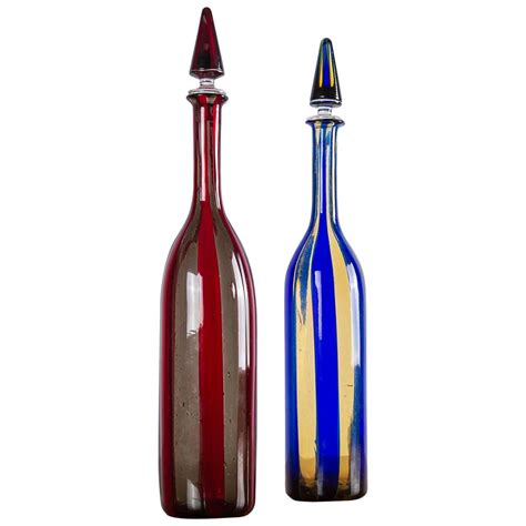 Fine Murano Glass Bottle In The Manner Of Fluvio Bianconi At 1stdibs