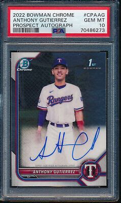 PSA 10 ANTHONY GUTIERREZ AUTO 1st 2022 Bowman Chrome Prospects RC GEM