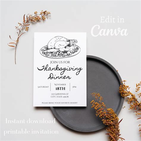 Thanksgiving Invitation Thanksgiving Dinner Digital - Etsy