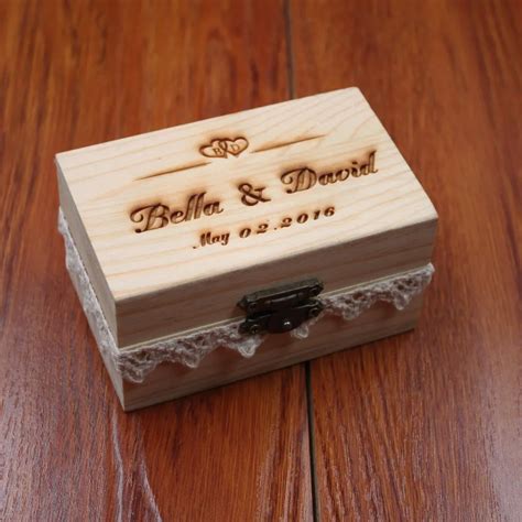 Rustic Wedding Ring Bearer Box Personalized Wedding Ring Box Wooden Ring Holder Box Wedding