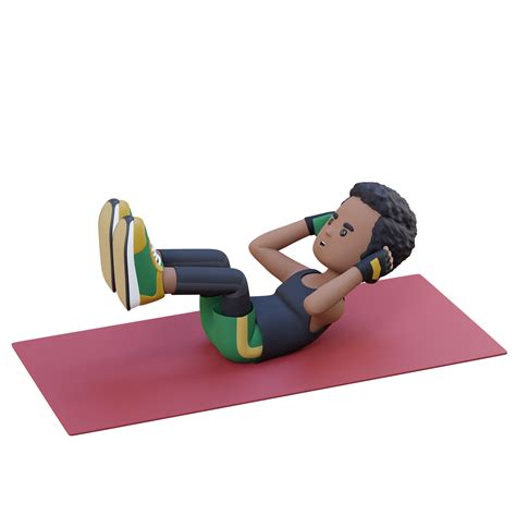 Perfect Abs 3D Sporty Male Character Excelling in Raised Leg Crunch at