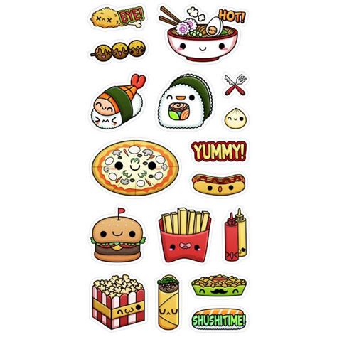 Sticker Aesthetic Sticker Gambar Kartun Makanan Dan Minuman Lucu Jual