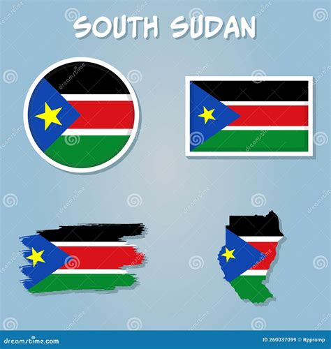 South Sudan National Flag Map Design Illustration Of South Sudan