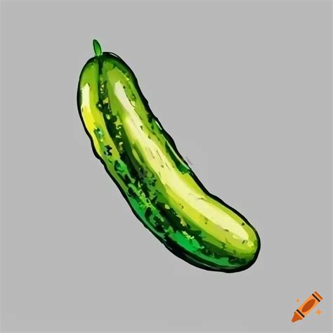 Detailed Sketch Of A Cucumber