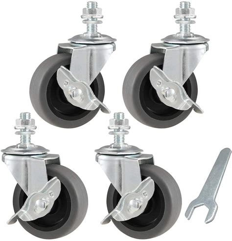 Caster Wheels 3 Inch Locking Stem Threaded Swivel Casters Set Of 4