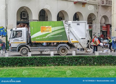 Garbage Track Collecting Waste Disposal In Greece Editorial Photo