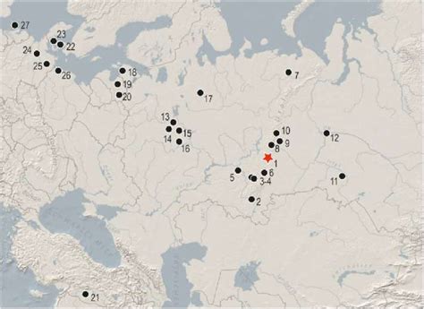 Map Of More Important Sites Mentioned In The Text 1 Shigir Bog 2