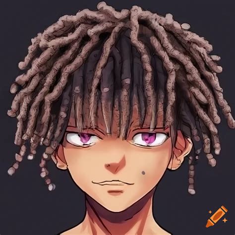 Anime Style Illustration Of A Black Male With Short Dreads And Light