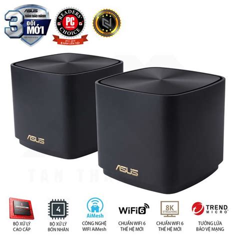 ASUS ZenWiFi AX Mini System XD4 2 Pack Routers Black AX1800 Dual