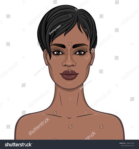 Animation Portrait Young Beautiful African Woman Stock Vector Royalty Free 1260815758