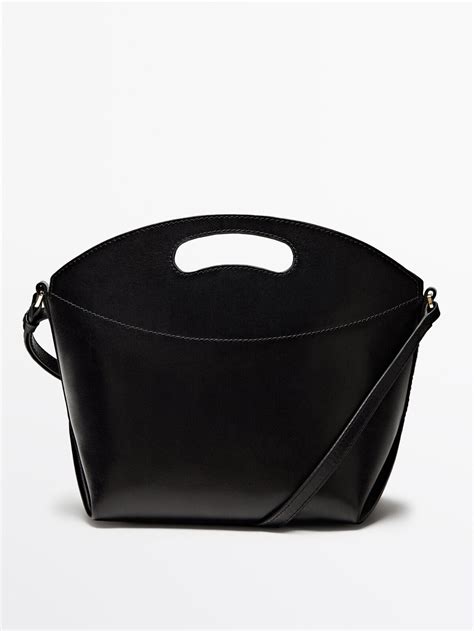 Massimo Dutti Nappa Leather Crossbody Bag Black Editorialist