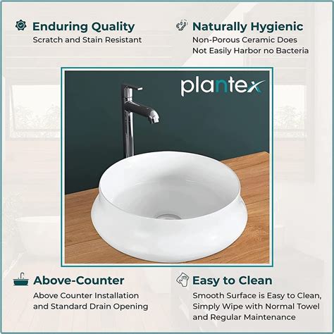 Plantex Platinium Ceramic Tabletop Round Wash Basin Countertop Bathroom