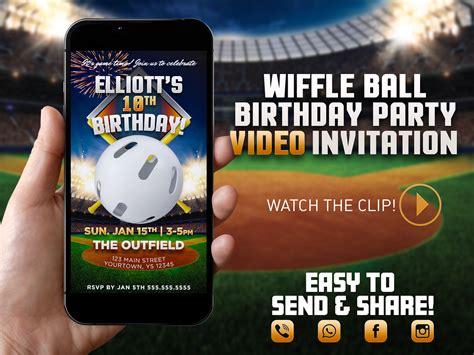 Wiffle Ball Birthday Party Video Invitation All Star Video Invite Mlb Wiffle Ball Softball