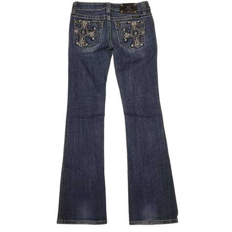 Miss Me Miss Me Bootcut Blue Jeans Bling Cross Embellished Back 27 Grailed