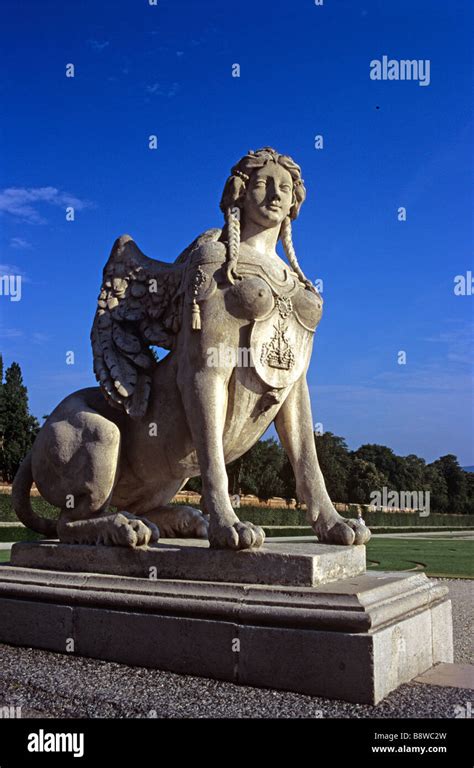 Sphinx Statue Or Sculpture In The Gardens Of Schloss Belvedere Baroque