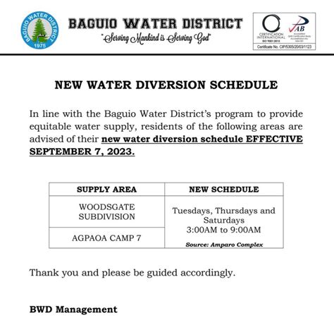 Baguio Water District Official Website Of The Baguio Water District