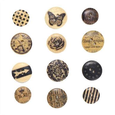 Boutons en bois Vintage 12 pcs Toga chez Rougier Plé