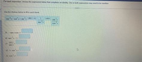 Solved For Each Expression Choose The Expression Below That Chegg