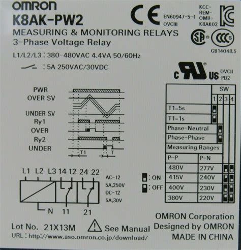 NEW OMRON K8AK PW2 MONITORING RELAY 380 480V K8AKPW2 SB Industrial