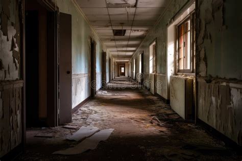 Old Hospital With Its Eerie And Abandoned Halls Full Of Forgotten