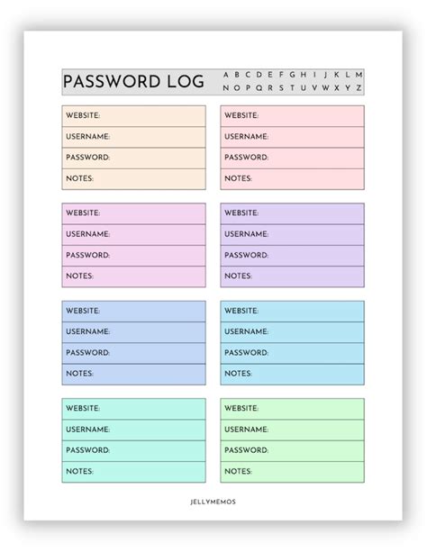 8 Printable Password Log Templates Cute Password Trackers Artofit