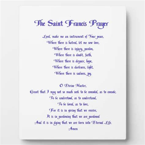 The St Francis Prayer Plaque | Zazzle