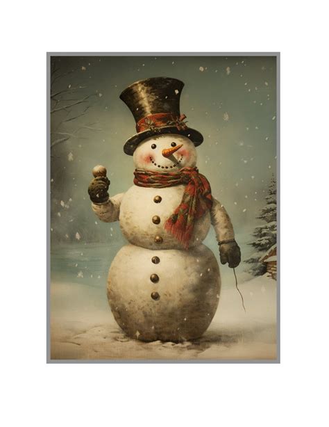 Vintage Christmas Snowman Wall Art Christmas Decor Rustic Christmas