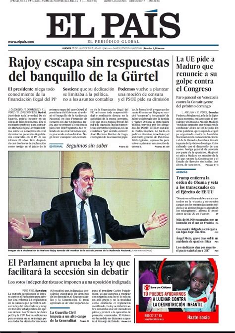 Las Portadas De Los Periódicos De Hoy Jueves 27 De Julio De 2017