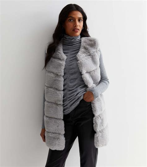 Gini London Grey Pelted Faux Fur Gilet New Look