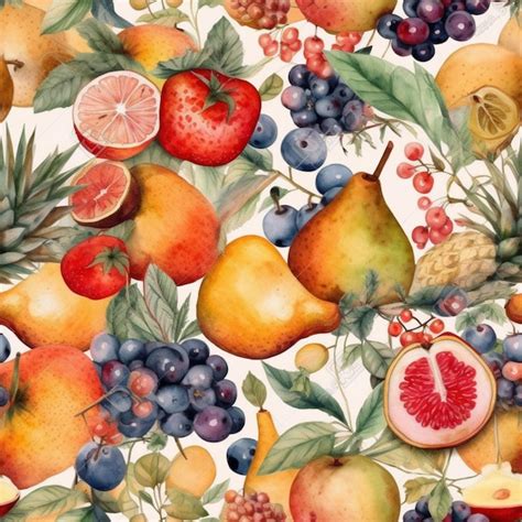 Una Pintura De Acuarela De Frutas Y Bayas Foto Premium