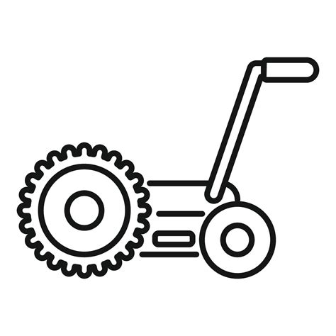 Hand Push Lawn Mower Cutting Grass Icon Line Style 47225166 Vector Art At Vecteezy