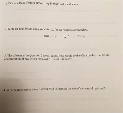 Solved D Escribe The Difference Between Equilibrium And Chegg