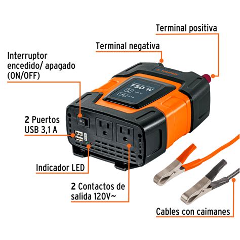 Ficha Tecnica Inversor De Corriente De W Con Puertos Usb Truper