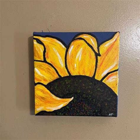 Sunfloweracrylic Painting Art 8x8x1 5 Acrylic Sunflower Close Up