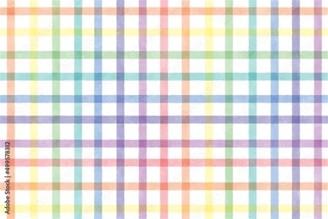 Colorful Pastel Rainbow Watercolor Plaid Repeat Seamless Pattern Stock