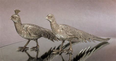 Vintage Large Silver Plate Peacock Pair Of Birds Menu Holders Table Figurines Antique Price