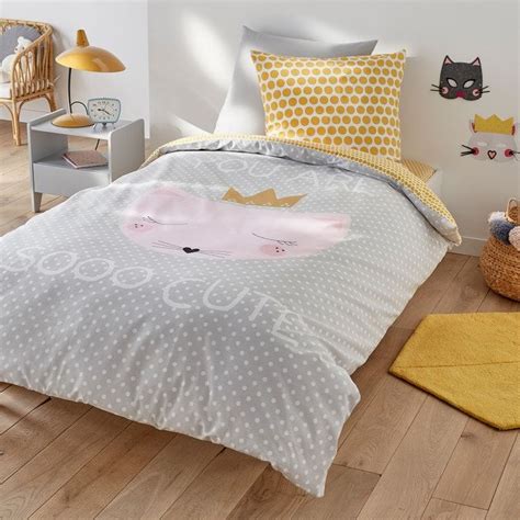 Chat Cute Cotton Reversible Duvet Cover Housse De Couette Drap